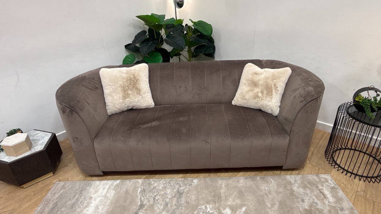 Sofology Fitzrovia Fabric 3 Seater in Matt Velvet Mole Mix with Trim