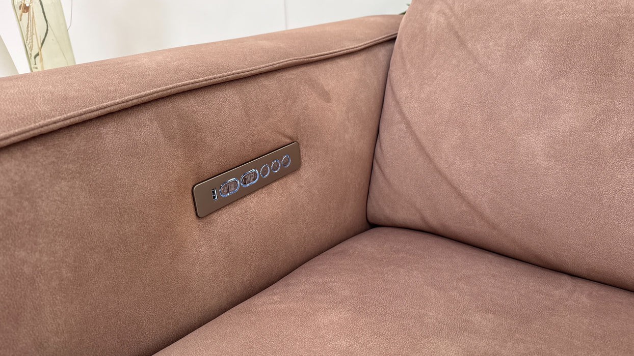 Sofology The Horizon Fabric Loveseat Power Recliner/Headrest in Lifestyle Flecked Sand