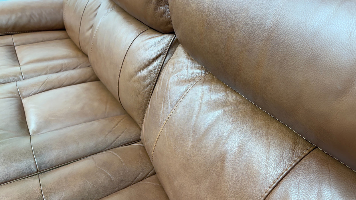 Sofology Radley Leather 3 Seater Split Triple Power Recliner in Metz Caramel