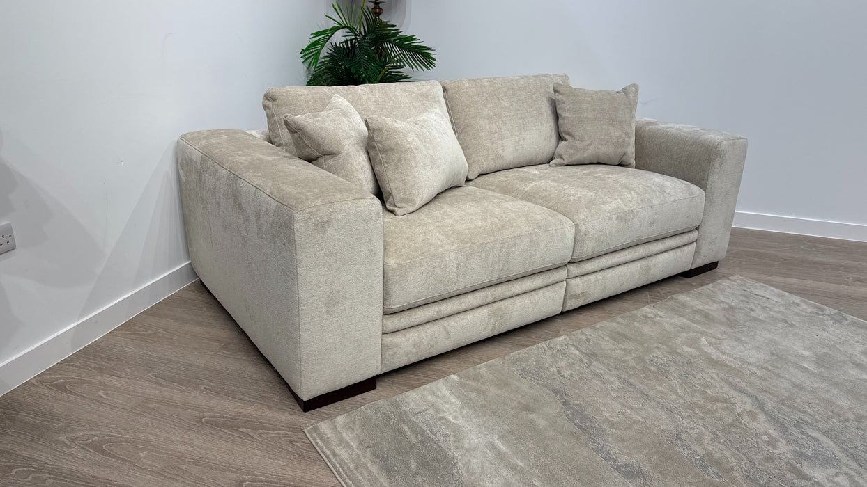 Sofology Obsidian Fabric 3 Seater in Luxury Sherpa Mink