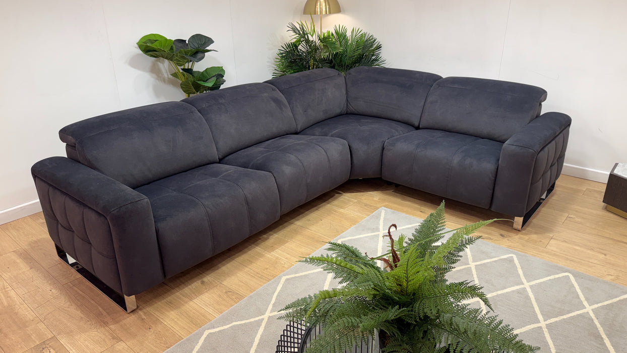 Sofology Marvella Fabric 3 Corner 1.5 Power Recliner/Headrest in Lifestyle Flecked Anthracite
