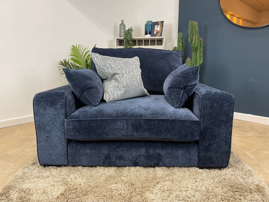 Laurent Fabric Loveseat - Deep Pile Chenille Denim Foam Seat (WA2)