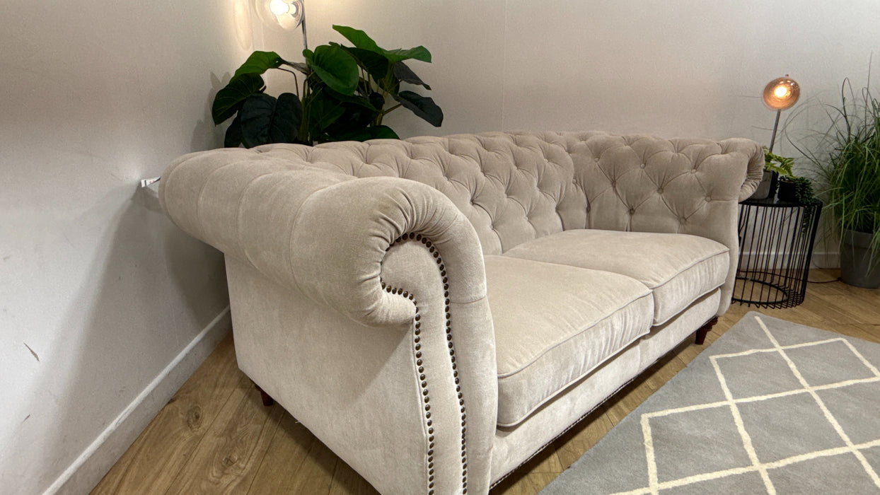 Sofology Darcy Fabric 2 Seater with Studs in Relaxed Chenille Cotton