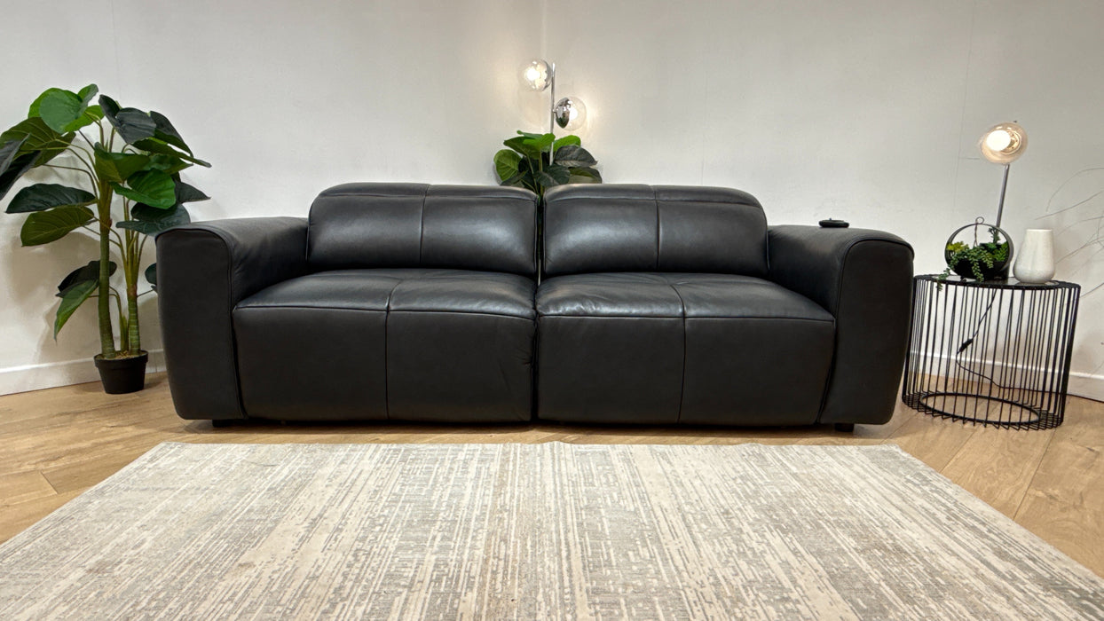 Sofology Riviera Leather 3 Seater Motion Chaise in Trusty Embossed Navy