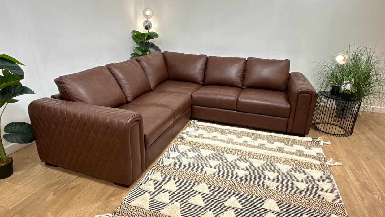 Sofology The Firenze Leather 2 Corner 2 in Trusty Embossed Chestnut
