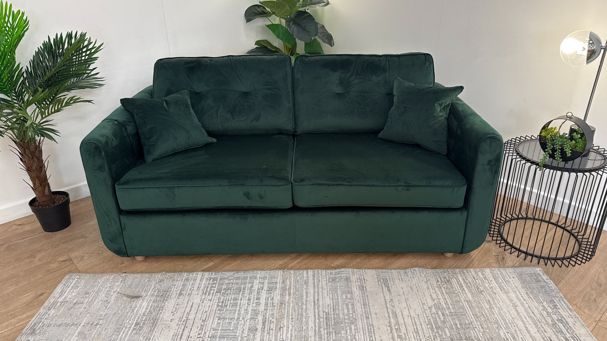 Sofology Islington Fabric 3 Seater Hypnos Deluxe Sofa Bed in Sleek Green