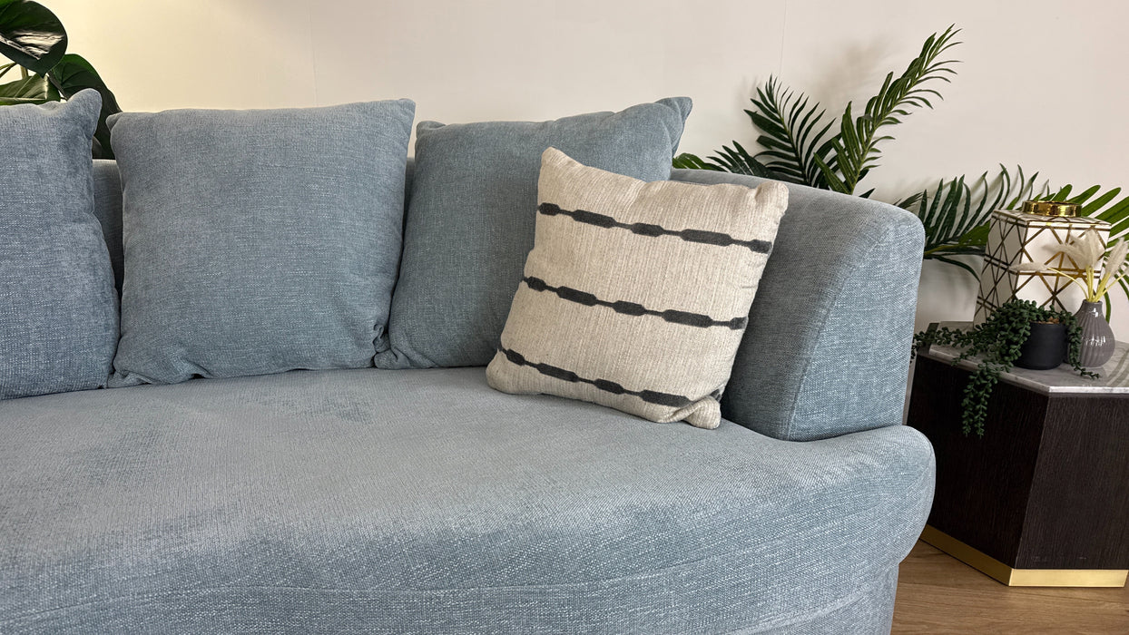 Sofology Chloe Fabric 4 Seater Pillow Back in Linen Look Chenille Sky