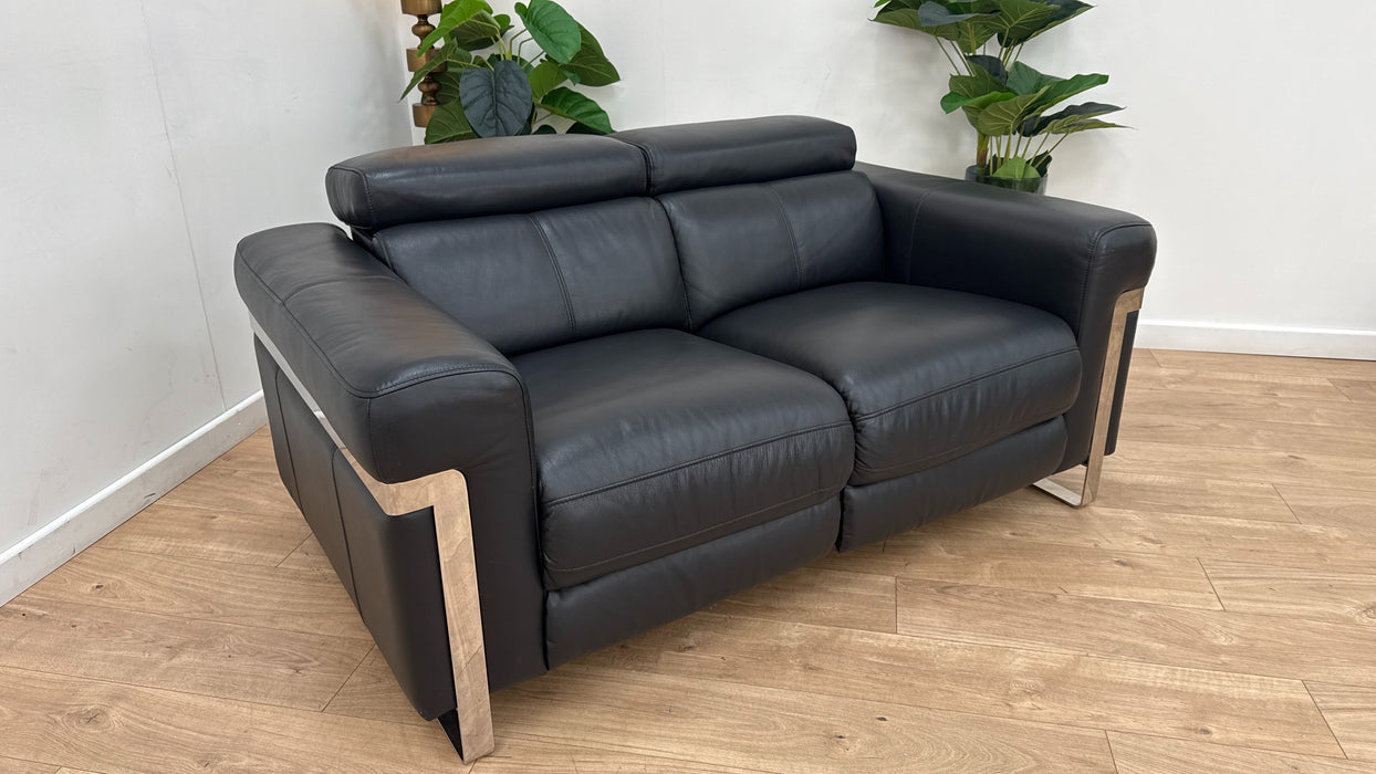Sofology Moreno Leather 2 Seater Power Recliner in Jet Black