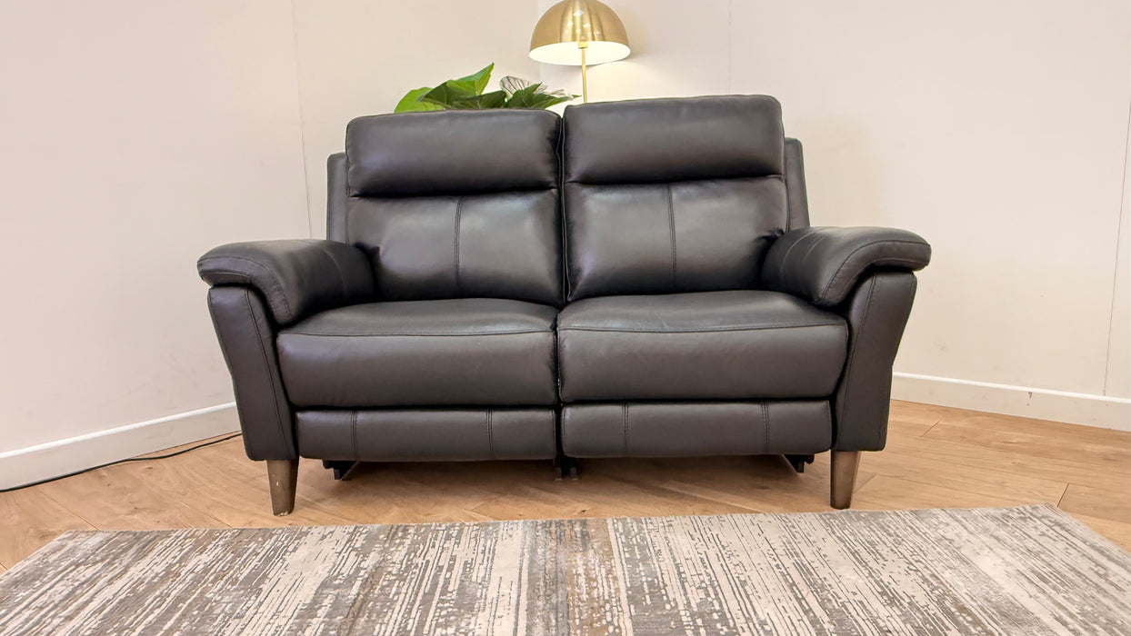 Sofology Lucca Leather 2 Seater Power Recliner in Trusty Soft Sheen Black