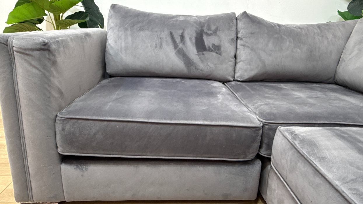 Sofology Titan Fabric 1 Corner 2 Full Back in Titan Smooth Velvet Steel/Grey Mix