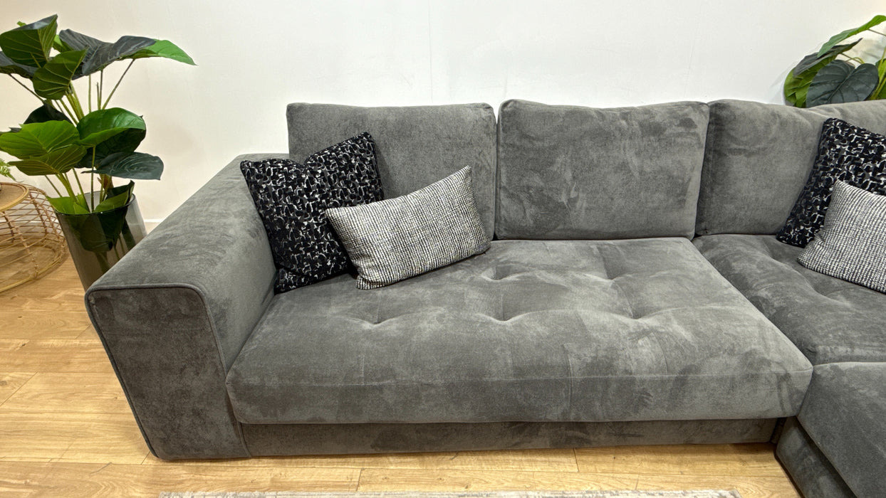 Sofology Ascot Fabric 3 Corner 3 Bench Seats in Soft Sherpa Slate Mix