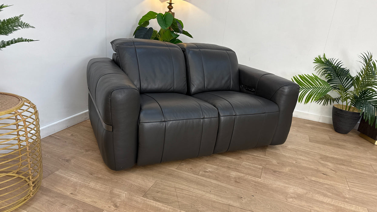 Sofology Lumiere Leather Recliner 2 Seater in Charcoal