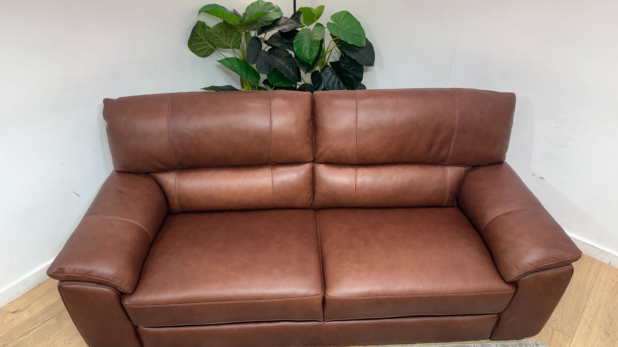 Sofology Santina Leather 3 Seater in Relaxed Soft Brown