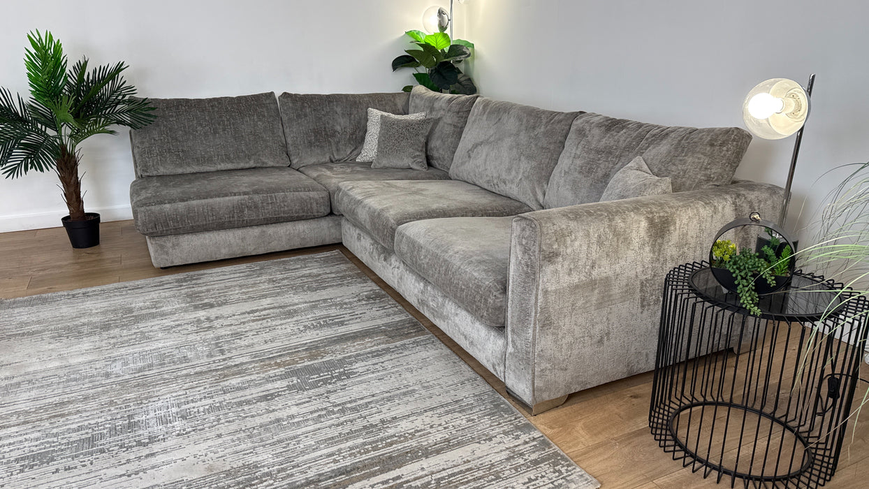 Sofology The Majestica 1 Terminal Corner 3 Fabric Sofa in Plain Truffle Mix