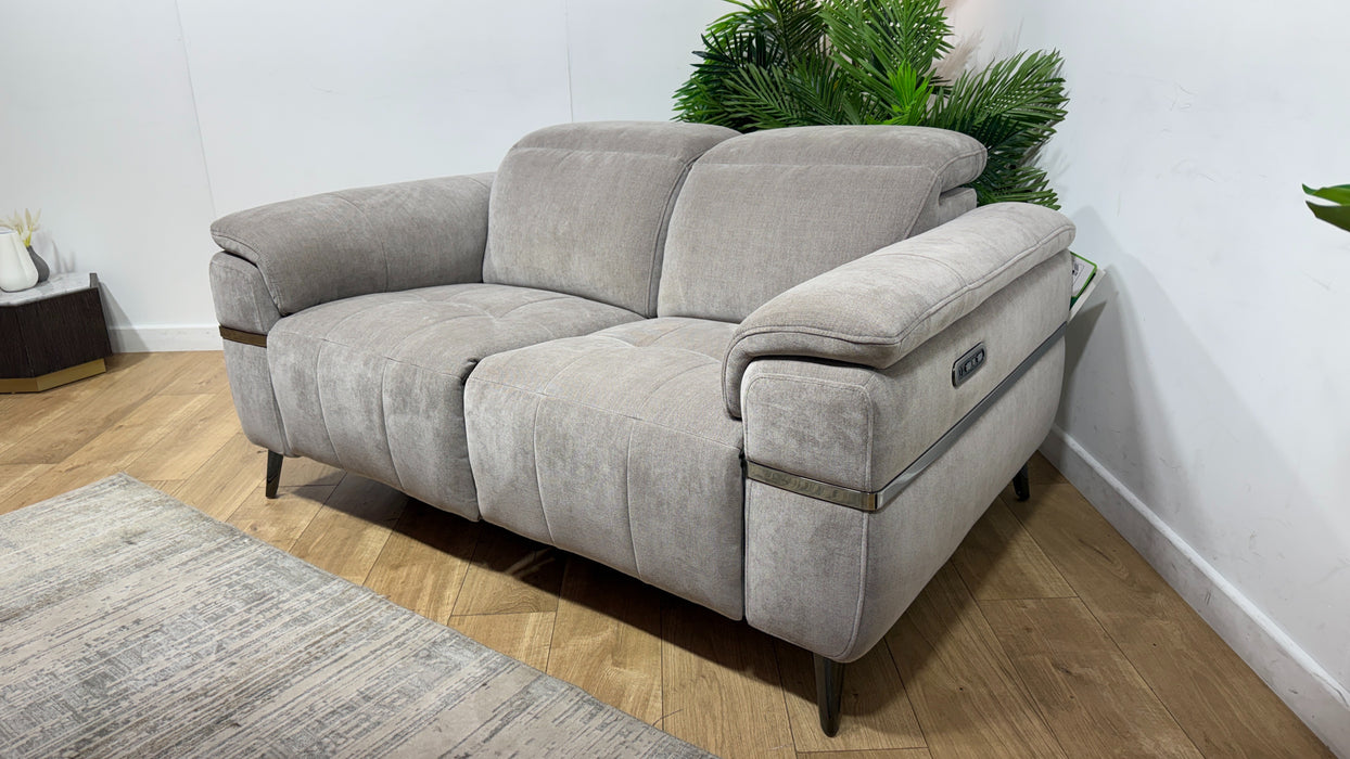 Sofology Milan Fabric 2 Seater Power Recliner/Headrest with Trim in Relaxed Chenille Nutmeg