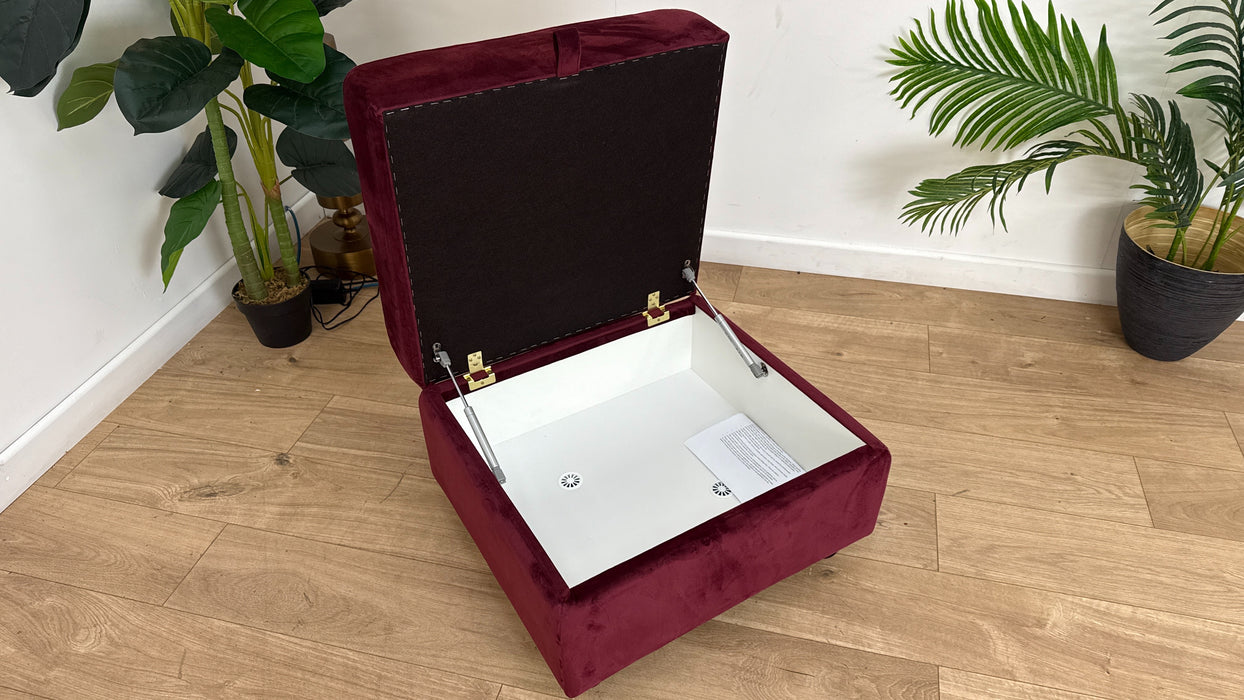 Sofology Kensington Fabric Storage Footstool in Wine All Over