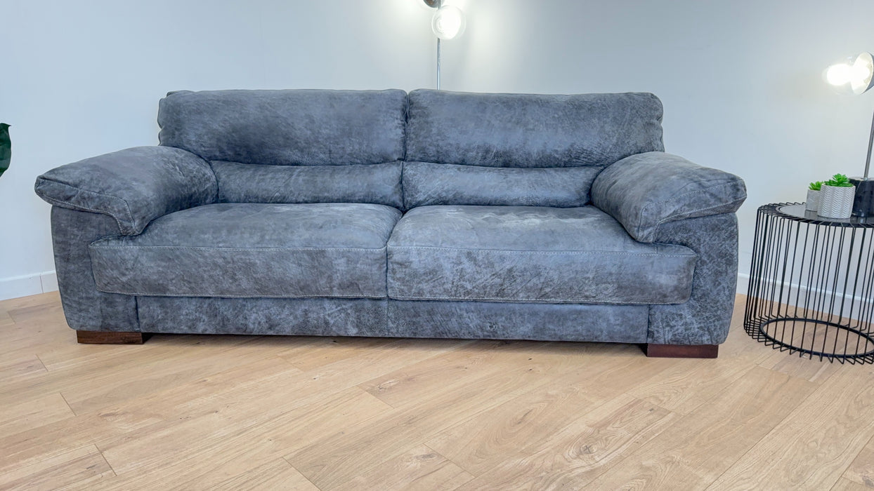 Santino 3 - Leather Sofa - Utah Grey