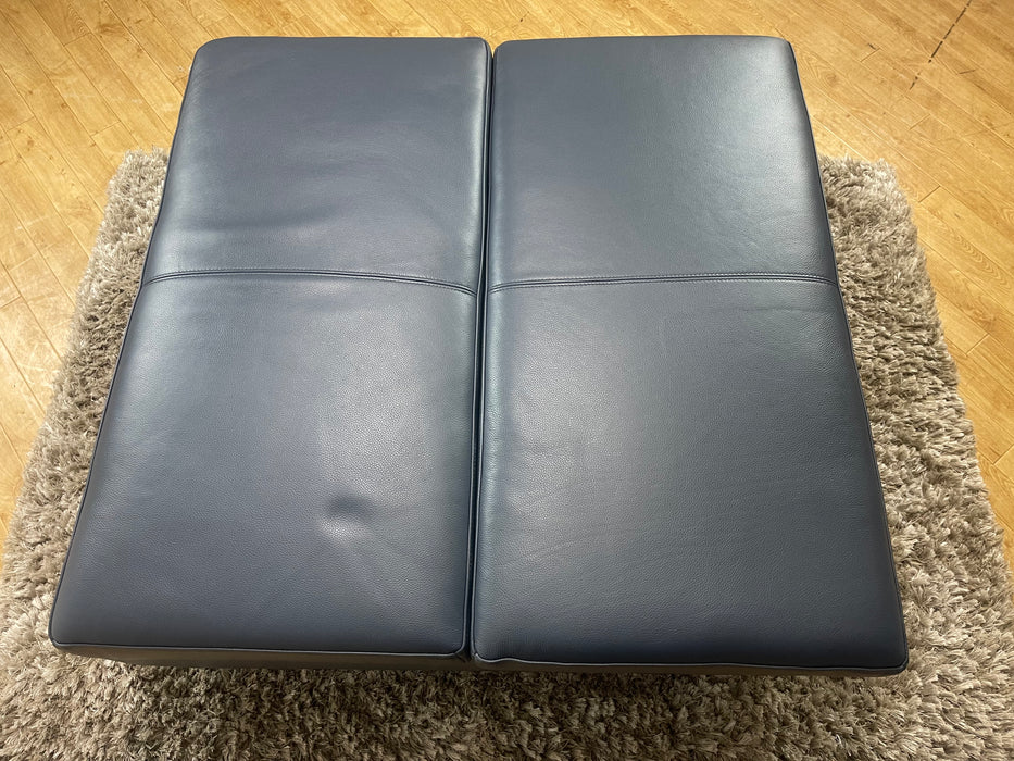 Illinois Leather Designer Footstool Soft Sheen Smoke Blue (WA2)