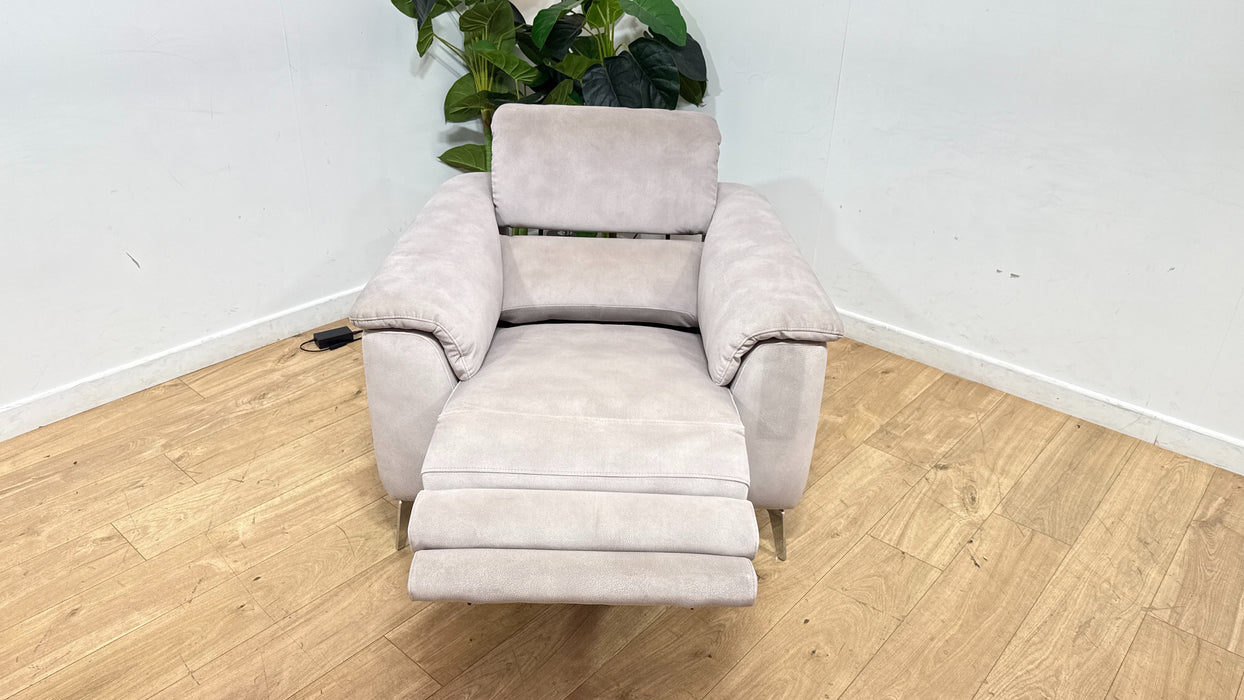 Sofology Illinois Fabric Chair Power Recliner/Headrest Heated Seat in Lifestyle Mottled Marble