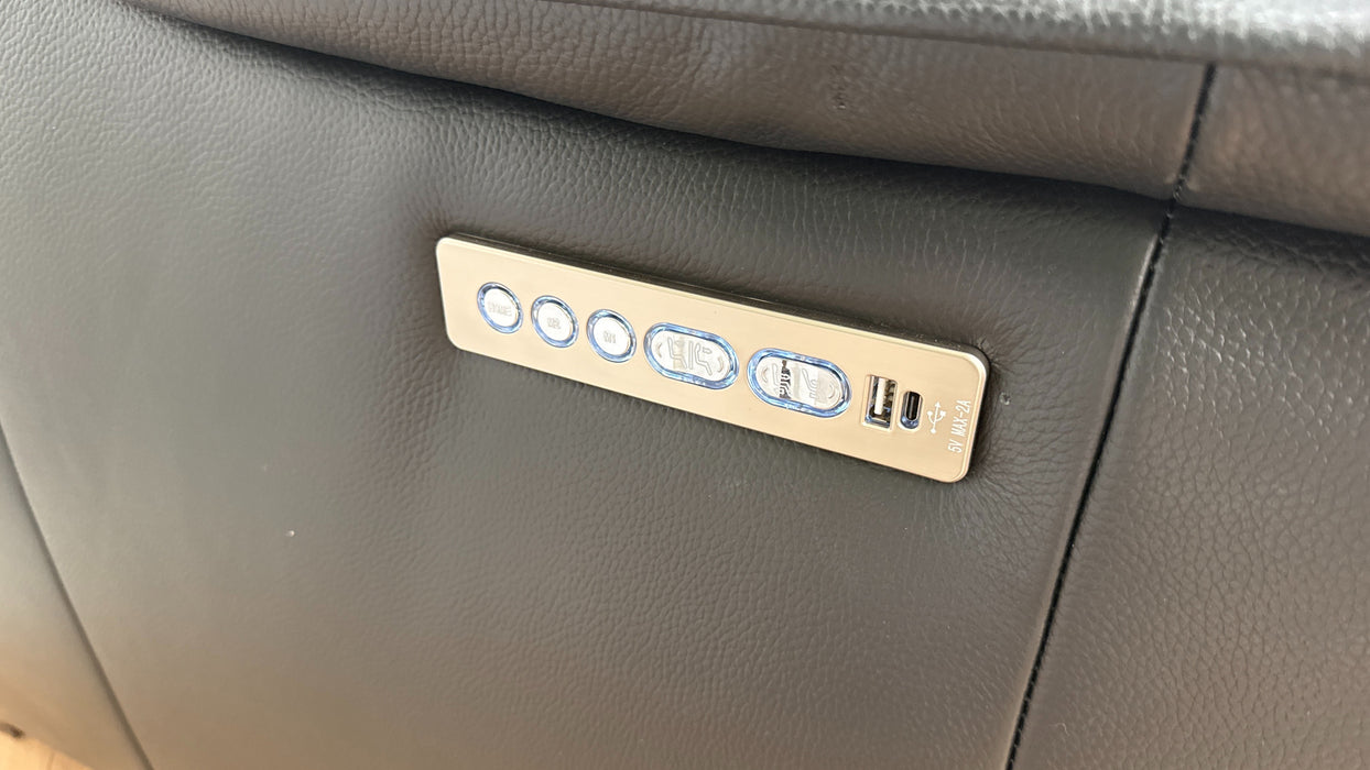 Sofology Carrera 2.5 Seater Leather Reclining Sofa in Trusty Embossed Jet Black