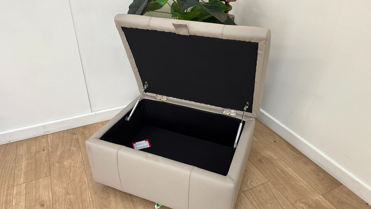 Sofology Lumiere Leather Designer Footstool in Trusty Super Matt Cloud Grey