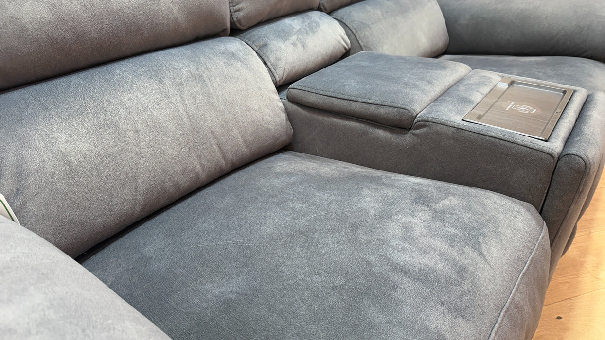 Sofology Hugo Fabric 2.5 Seater Console Power Recliner/Headrest in Lifestyle Flecked Charcoal