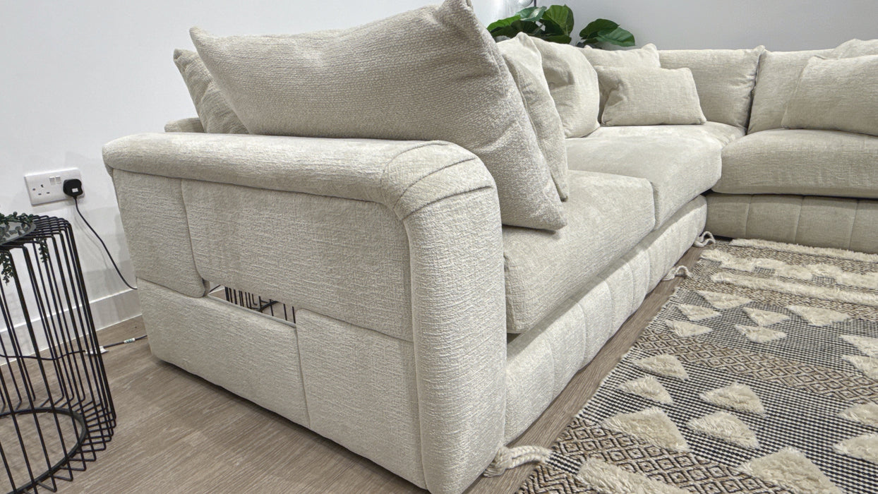 Sofology Westwood 3 Corner 1  Fabric Sofa in Teddy Chenille Mist All Over