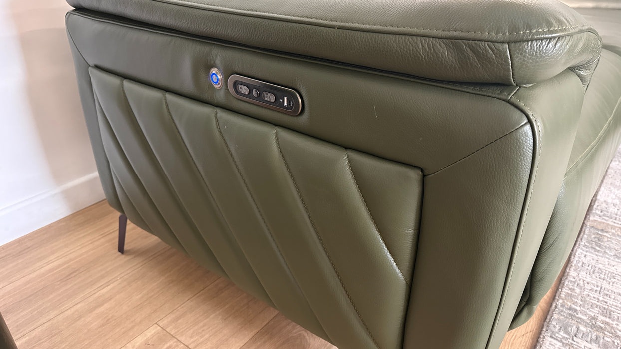 Sofology The Fratelli Leather Recliner 3 Corner 3 in Dark Olive