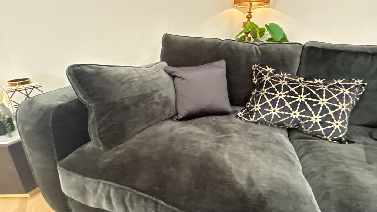 Sofology Cavalli 3 Seater Fabric Sofa in Deluxe Chenille Slate