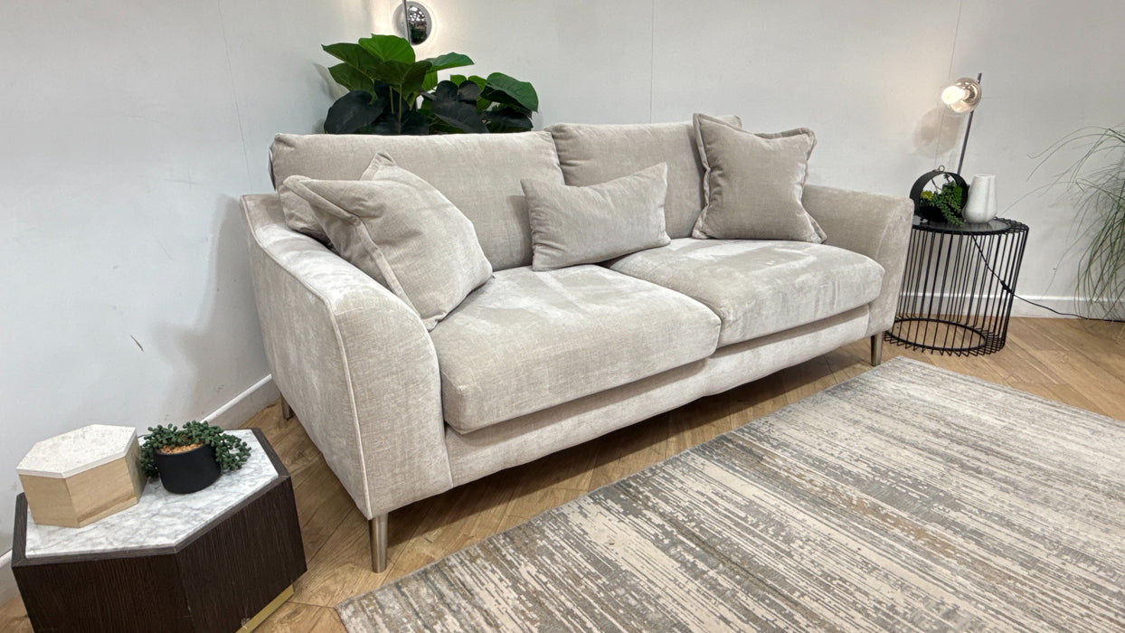 Sofology Mayfair Fabric 3 Seater Foam Seats in Soft Chenille Linen