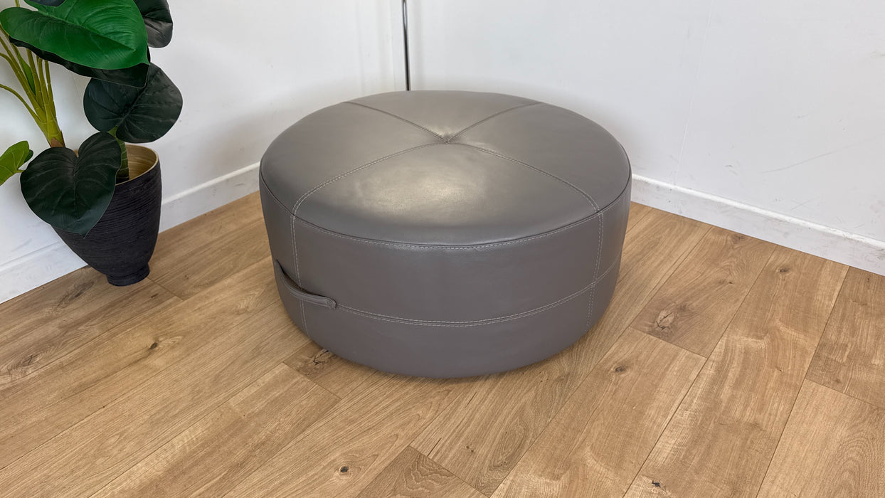 lucca - Leather Footstool  - Grey