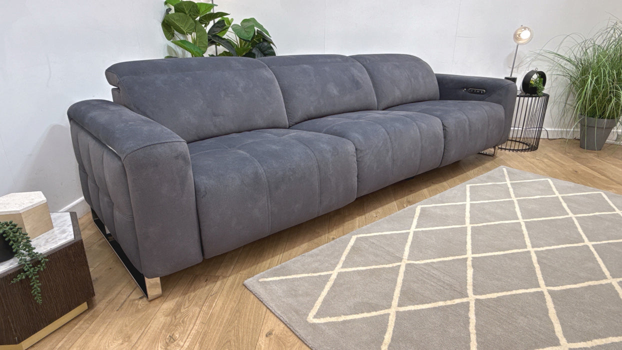 Sofology Marvella Fabric 4 Seater Split Power Recliner/Headrest Heated Seats in Lifestyle Flecked Charcoal