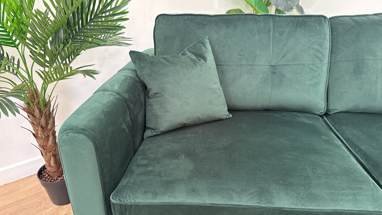 Sofology Islington Fabric 3 Seater Hypnos Deluxe Sofa Bed in Sleek Green