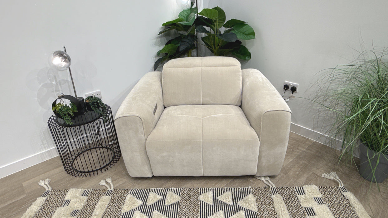 Sofology Riviera Loveseat Power Recliner Fabric Chair in Chenille Cotton