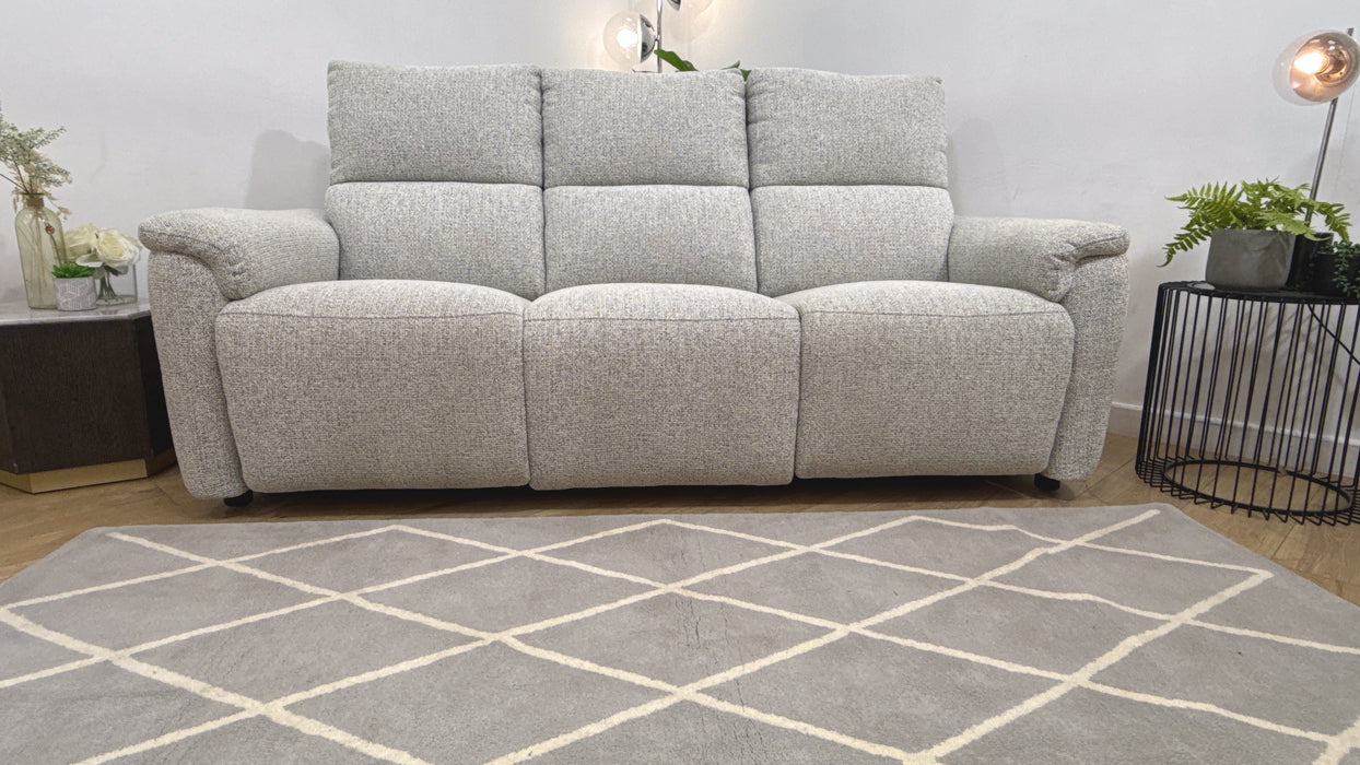 Sofology Ripley Fabric 3 Seater Power Recliner/Headrest Lumbar Support in Woven Textured Monochrome