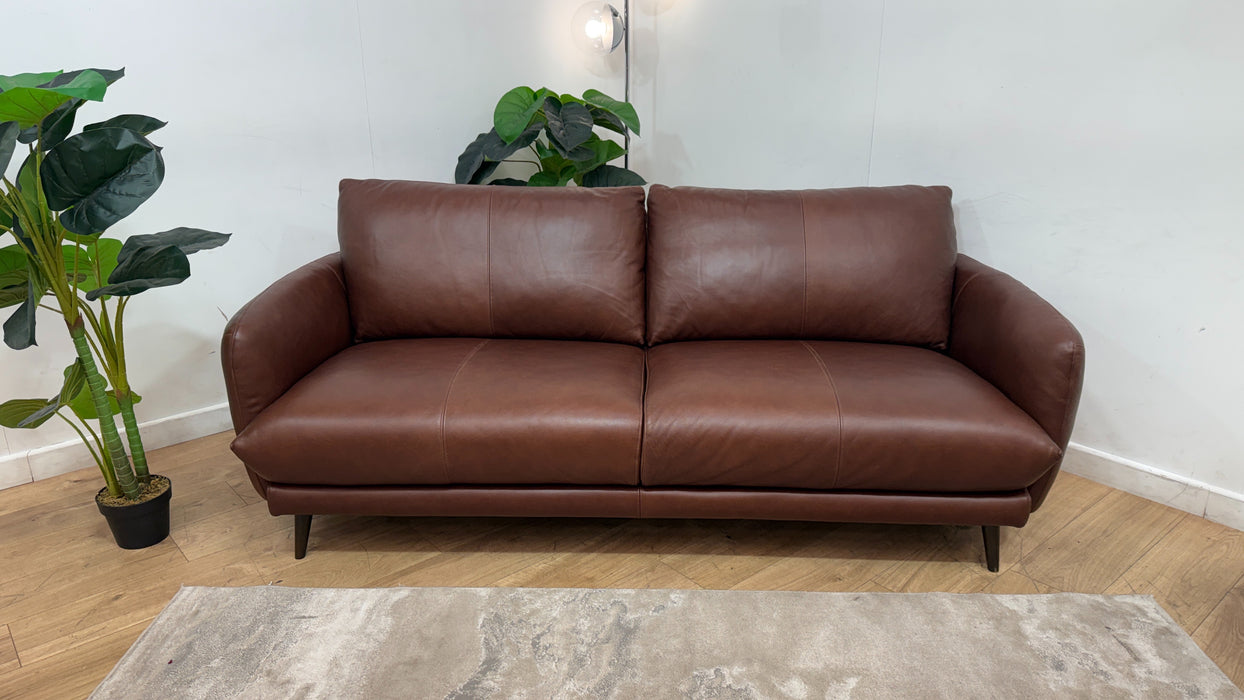 Sofology Adler Leather 3 Seater in Relaxed Soft Brown