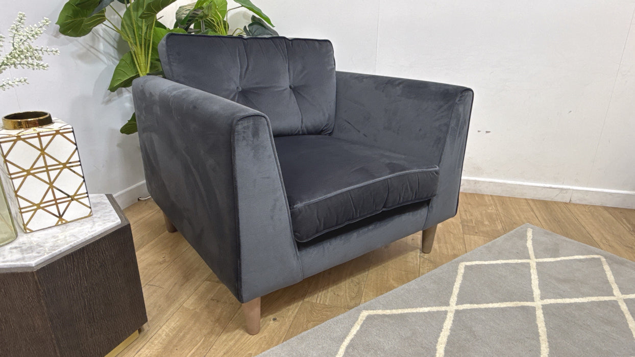 Sofology Cricket Fabric Chair in Charcoal Velvet