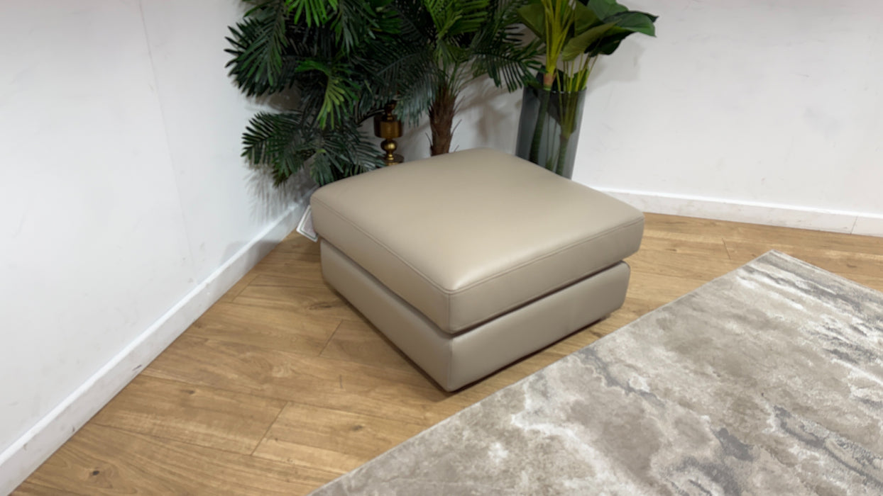 Sofology Leather Footstool in Trusty Embossed Stone