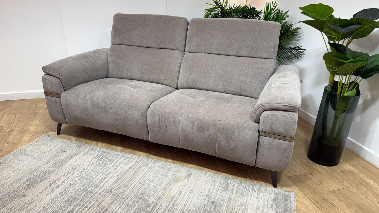 Sofology Milan Fabric 2.5 Seater Power Recliner/Headrest with Trim in Relaxed Chenille Nutmeg