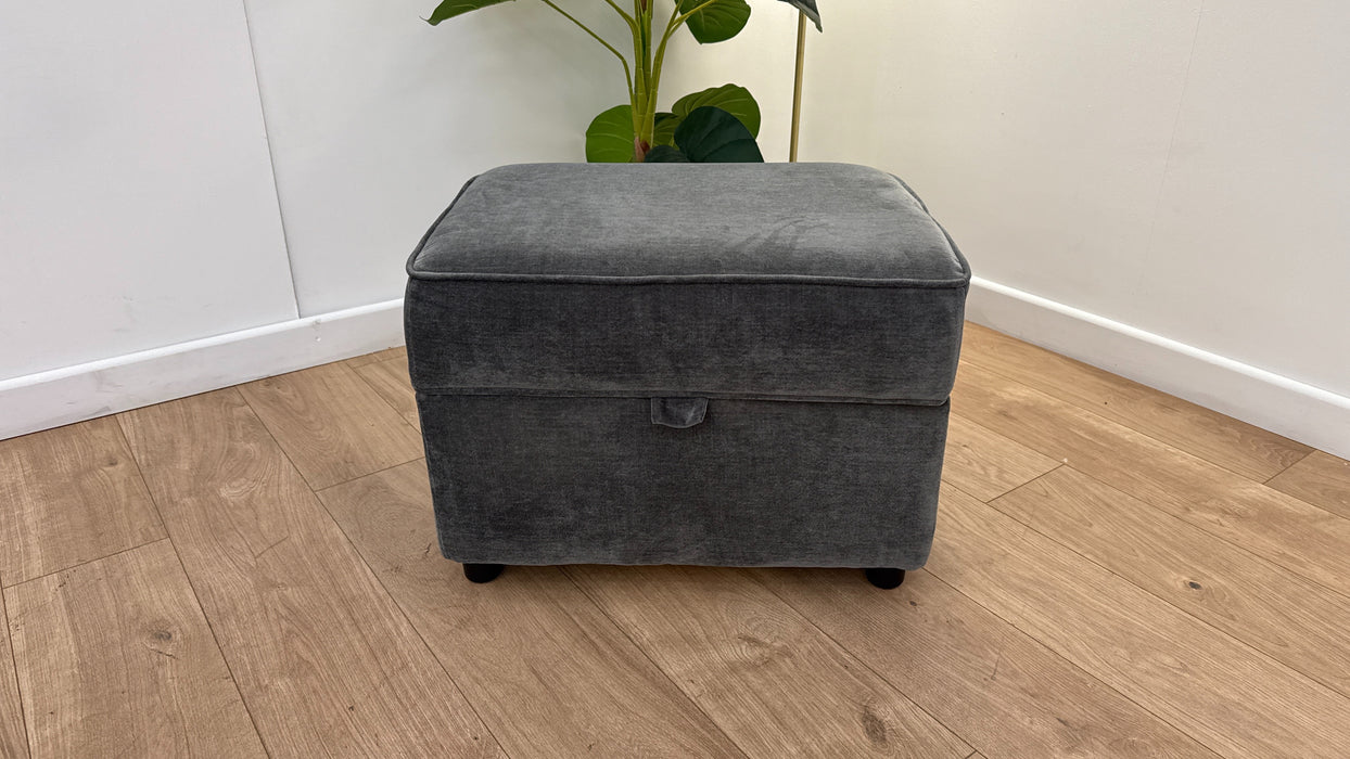 Sofology Brixton Fabric Storage Footstool in Soft Chenille Slate