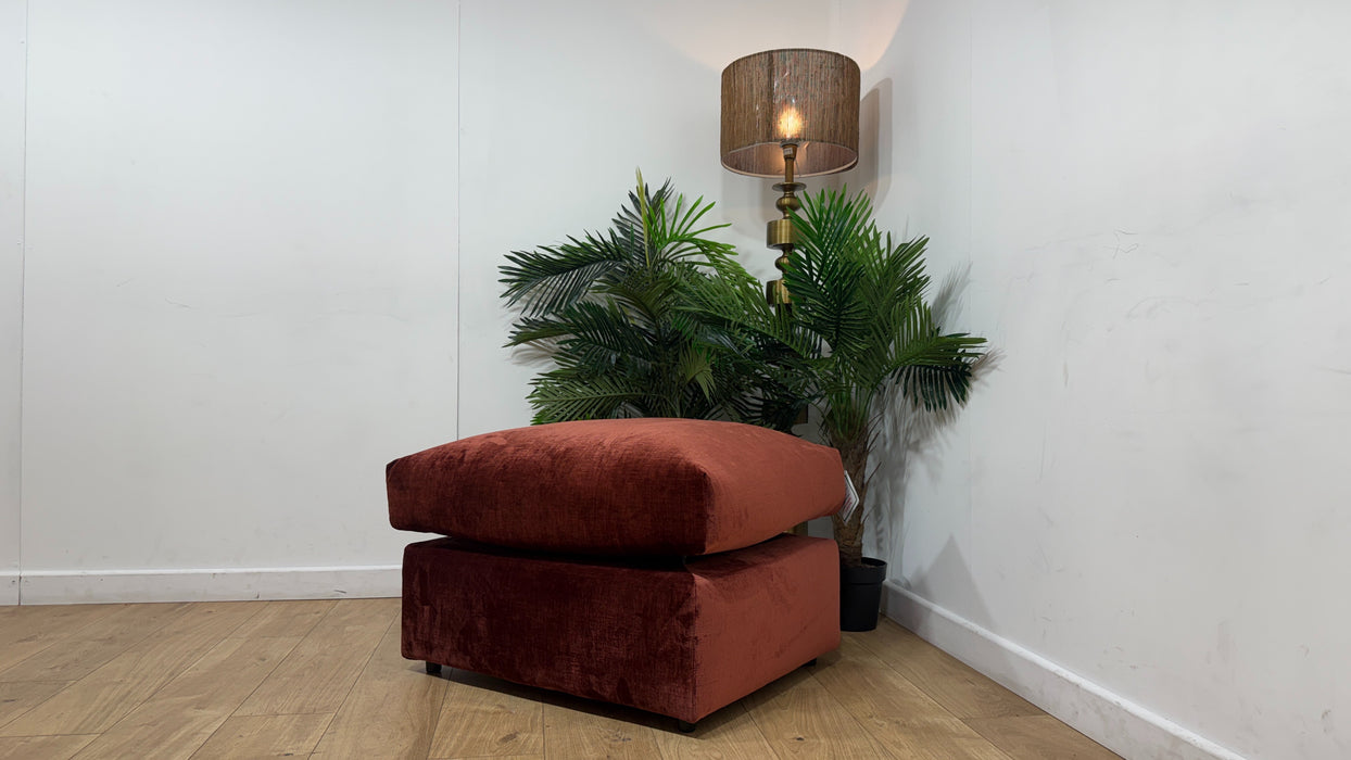 Sofology Georgio Fabric Designer Footstool Extra Flex Interior in Luxe Chenille Burgundy