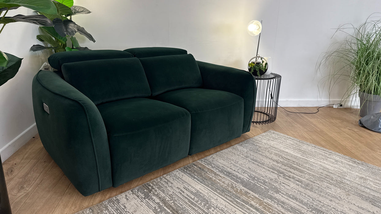 Sofology the Serene Fabric 2 Seater Power Recliner/Headrest in Lifestyle Mottled Dark Green