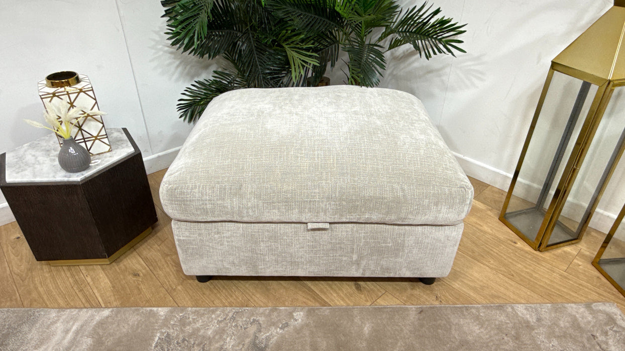 Sofology Moderna Fabric Storage Footstool Extra Flex Interior in Soft Slub Chenille Silver