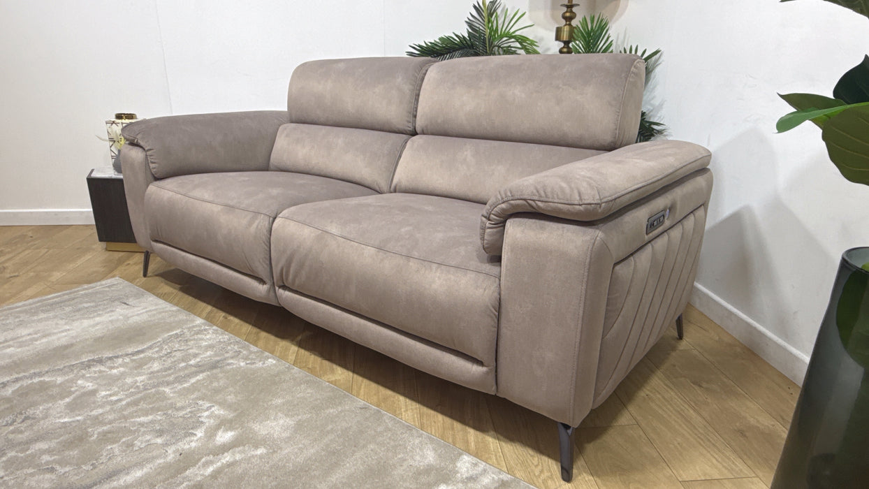 Sofology Fratelli Fabric 2.5 Seater Power Recliner/Headrest in Lifestyle Flecked Nutmeg