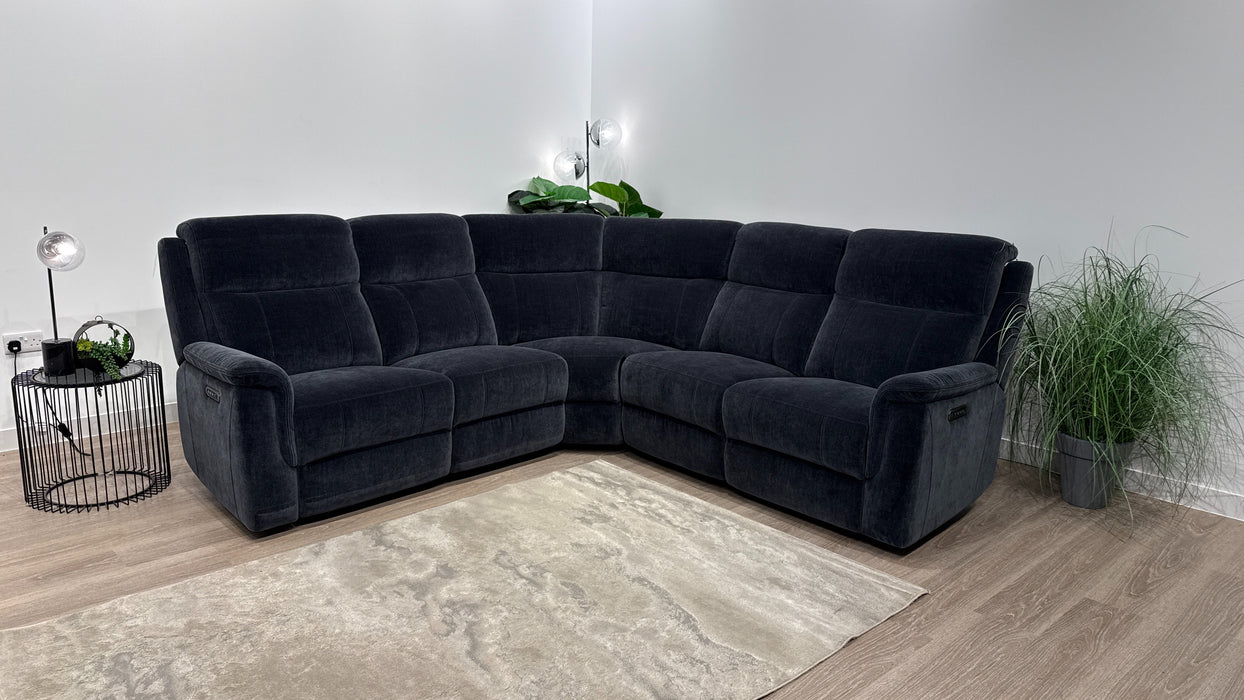 Sofology Bradie Fabric 3 Corner 3 Power Recliner/Headrest Lumbar Support in Relaxed Chenille Ink