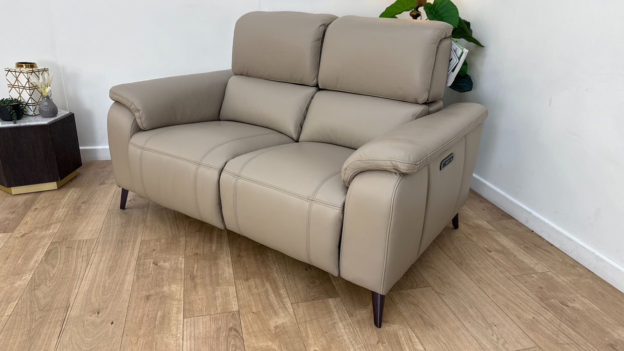 Sofology Bailey Leather 2 Seater Power Recliner/Headrest in Trusty Embossed Stone