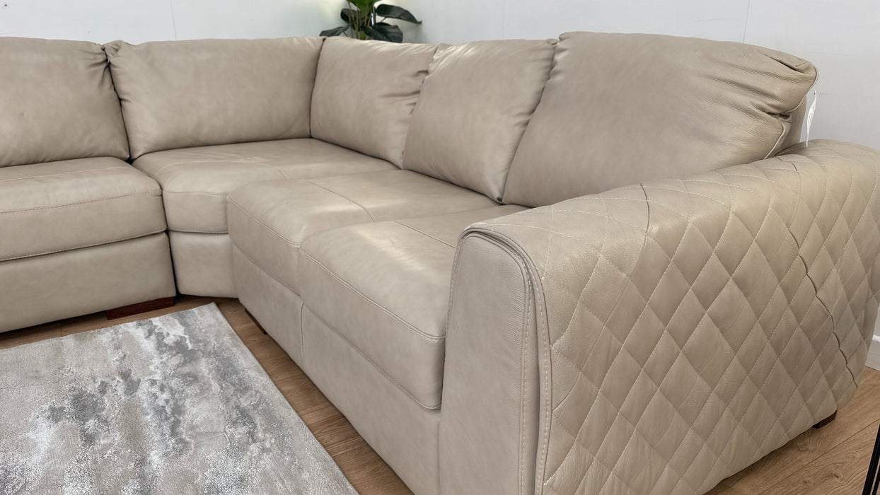 Mazzini 3 Corner 2 - Leather Sofa - Dakota Ice