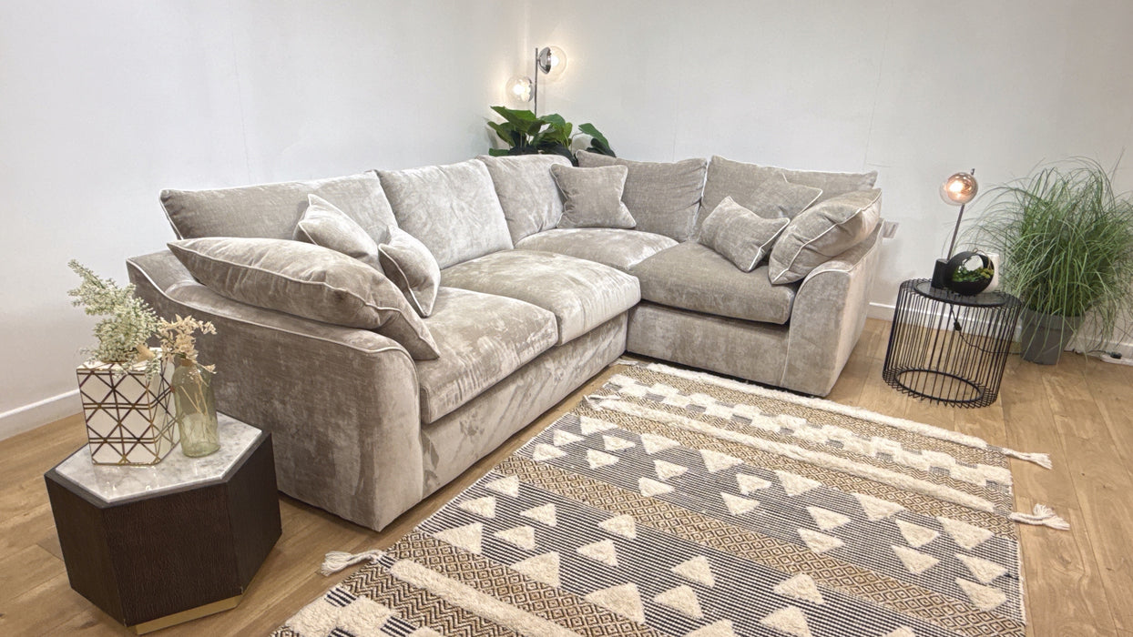 Sofology Georgio Fabric 3 Corner 1 Extra Flex Seats in Luxe Chenille Stone Mix