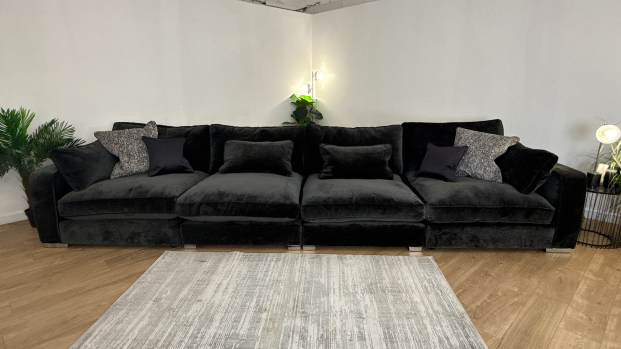 Sofology Cavalli 3 Seater Split Fabric Sofa + 2 x Armless Units  in Deluxe Chenille Slate
