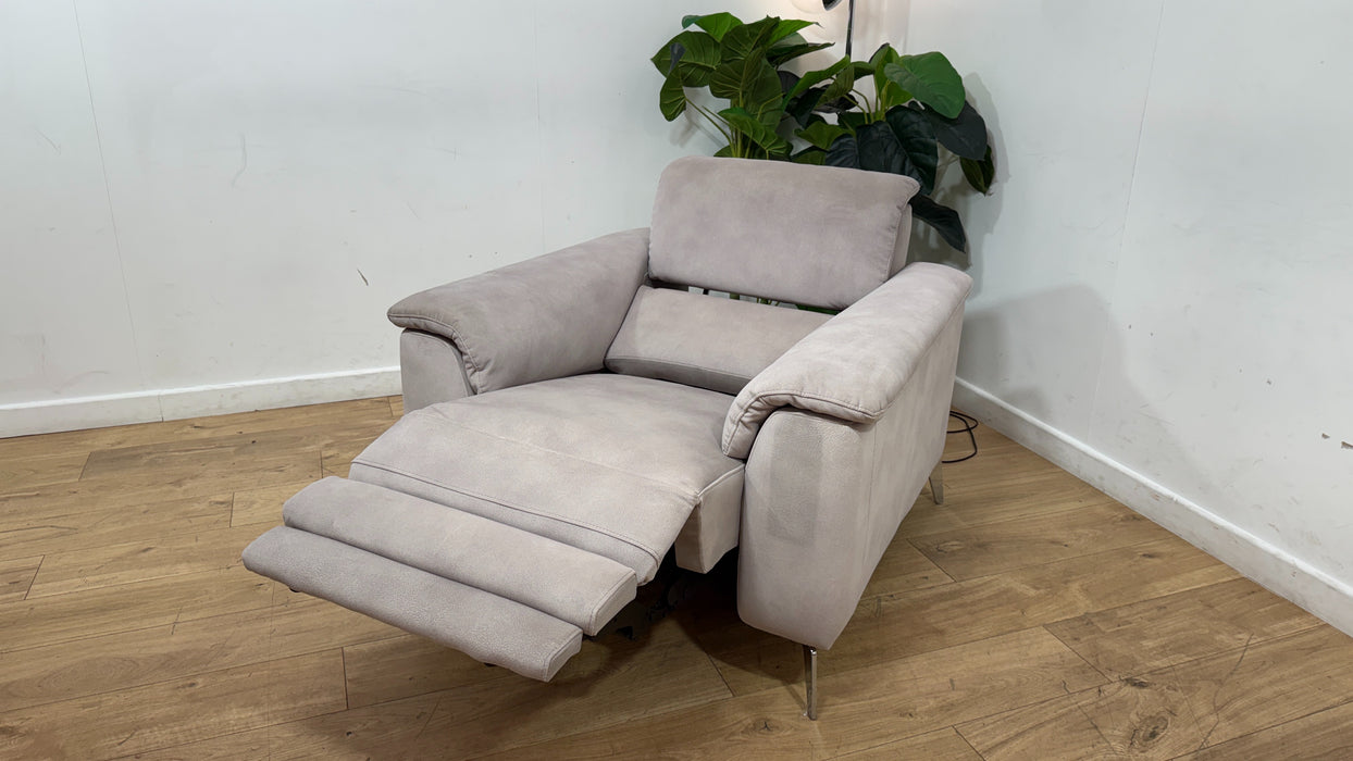 Sofology Illinois Fabric Chair Power Recliner/Headrest Heated Seat in Lifestyle Mottled Marble